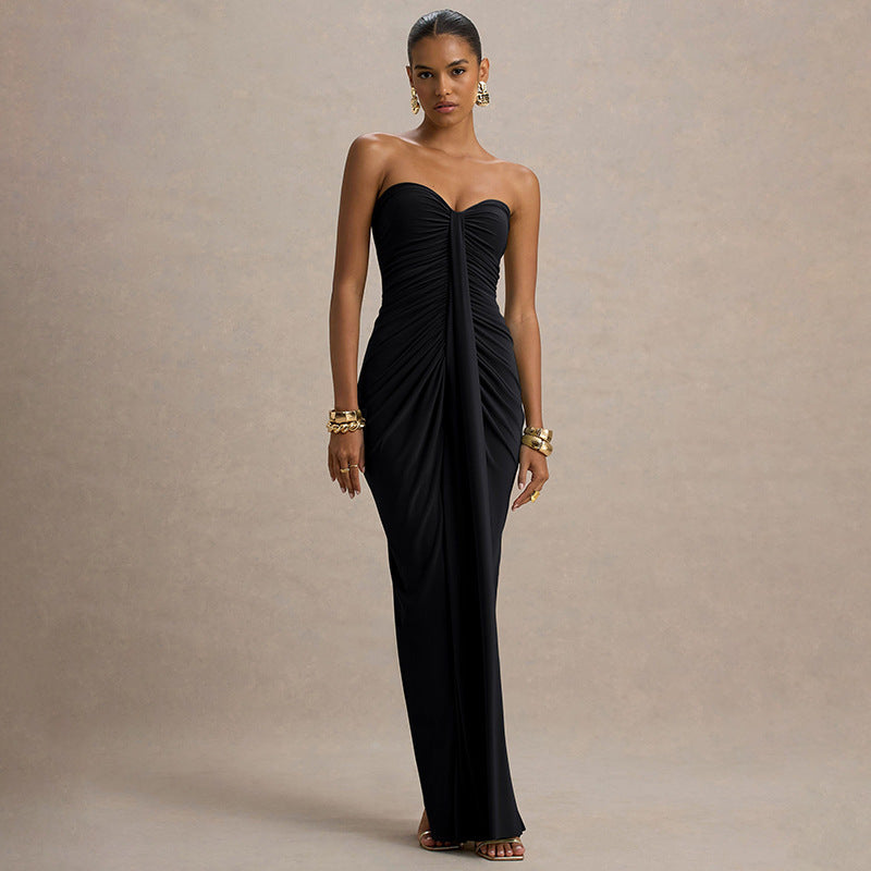 Damen Glamouröses Abendkleid mit raffiniertem Drapierungsdesign Drune