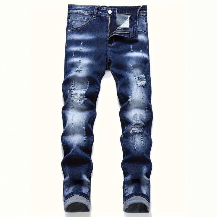 Herren Slim Fit Destroyed Jeans Drune