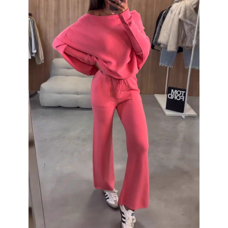 Damen bequeme Loungewear aus weichem Strickmaterial mit weitem Schnitt Drune