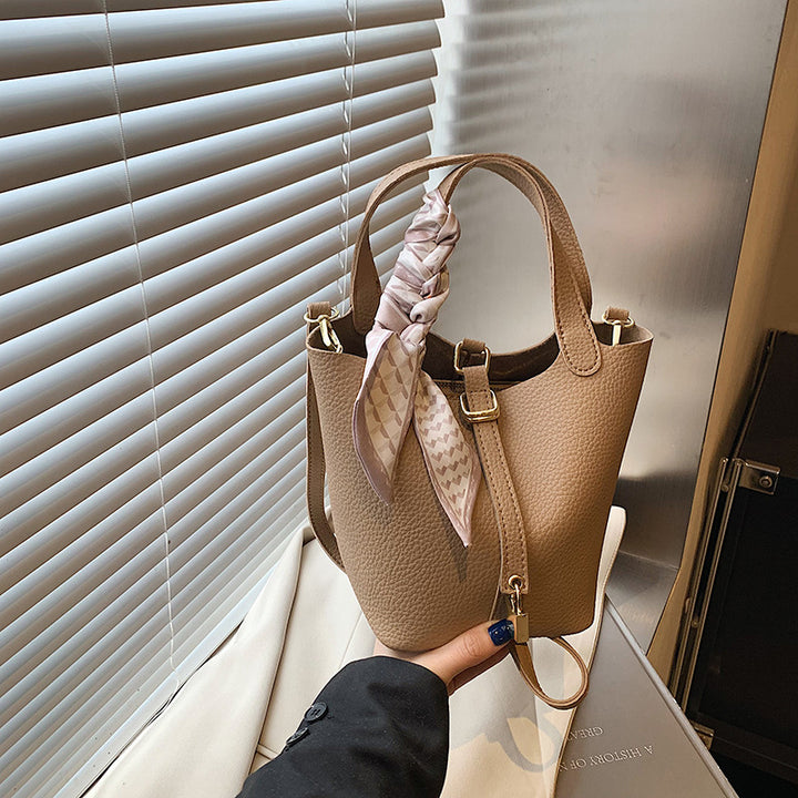 Damen elegante strukturierte Handtasche mit Schal-Akzent Drune
