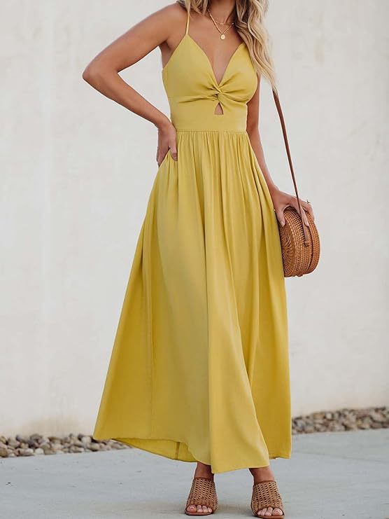 Damen Maxikleid mit schickem Knotendetail und fließendem Schnitt Drune