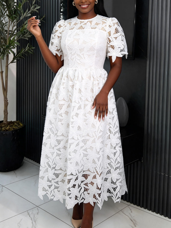 Damen Spitzen-Maxikleid mit floralem Design Drune