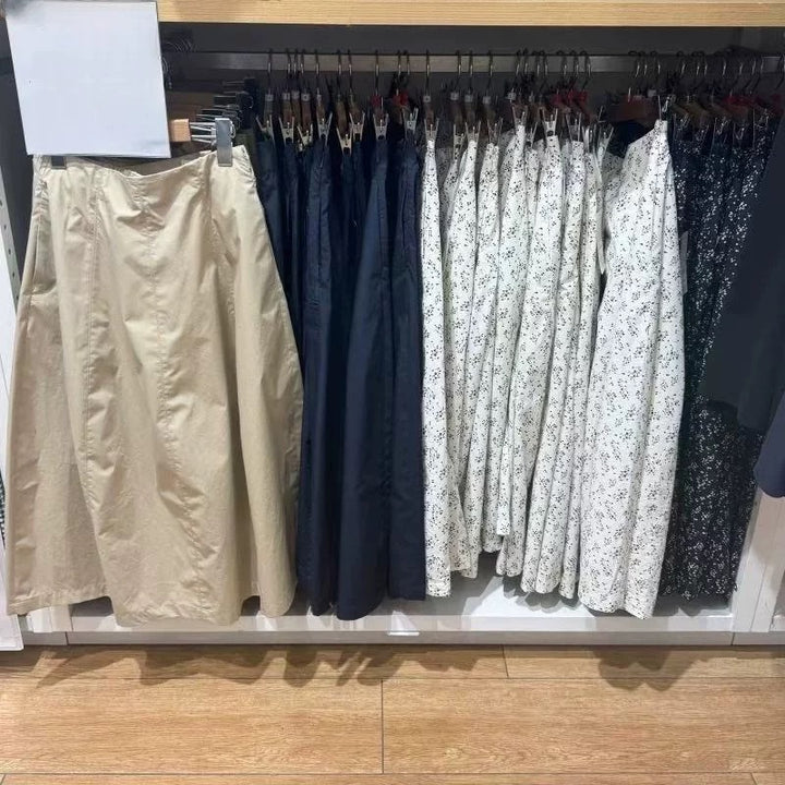 Damen Midirock mit elastischem Bund und seitlichen Eingrifftaschen Drune