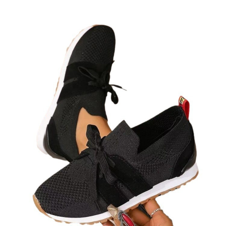 Damen Strick-Slip-On Sneaker mit Stretchschaft, Zierschnürung und dämpfender Profilsohle Drune