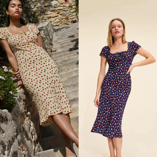 Damen Midikleid mit elastischem Taillenzug und raffinierten Rüschendetails Drune