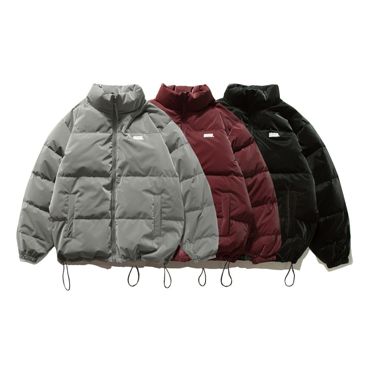 Unisex Kurzer Oversize Stepp-Puffer mit hohem Stehkragen und Kordelzug Drune