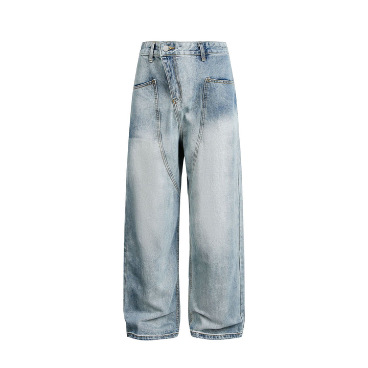 Damen Weite High‑Waist Jeans im Carpenter‑Style mit aufgesetzten Fronttaschen Drune