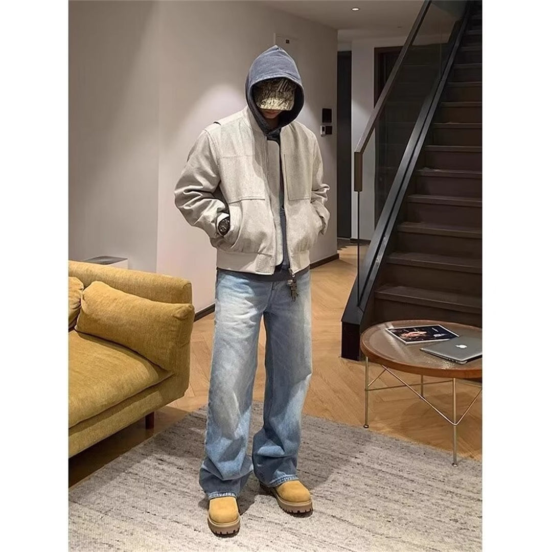 Herren Lässige Steppjacke mit Kapuze Drune