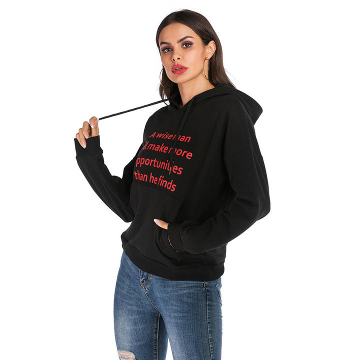 Damen Kapuzenpullover mit Statement-Print, Kängurutasche und Oversize-Schnitt Drune