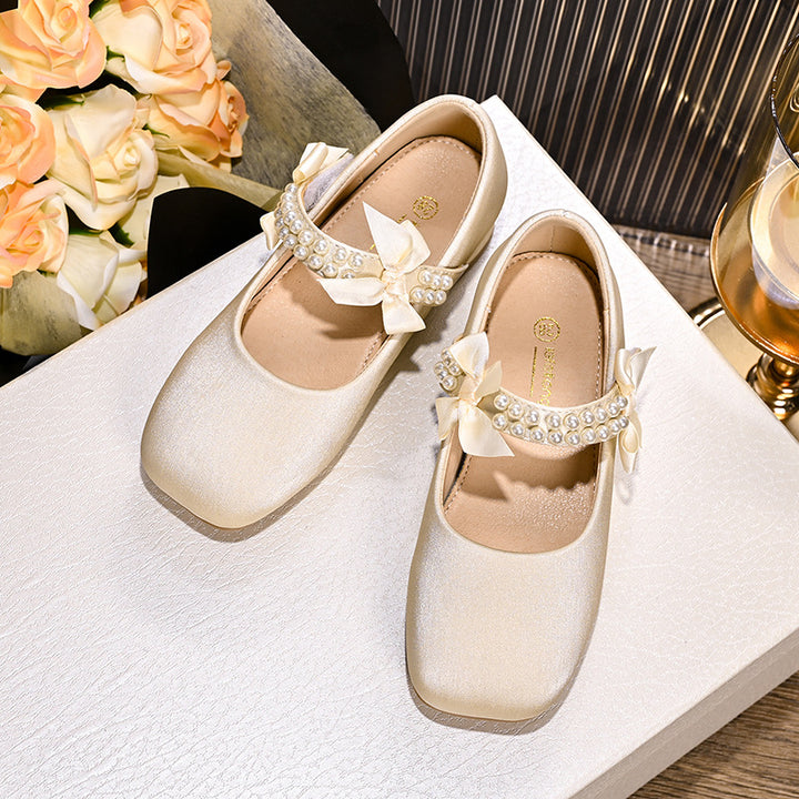 Mädchen Ballerina-Schuhe mit dekorativen Perlen- und Schleifenakzenten Drune