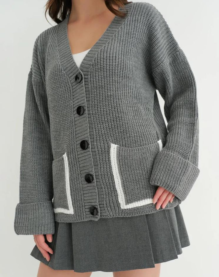 Damen Grobstrick-Cardigan mit praktischen Taschen und modernen Knöpfen Drune