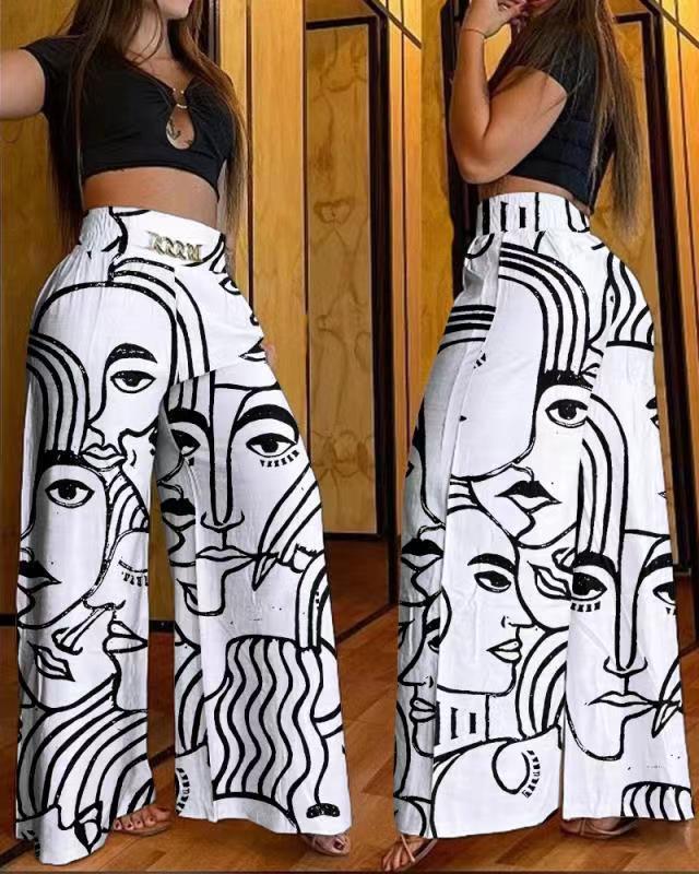 Damen Weit geschnittene Dress-Pants mit elastischem Bund Drune