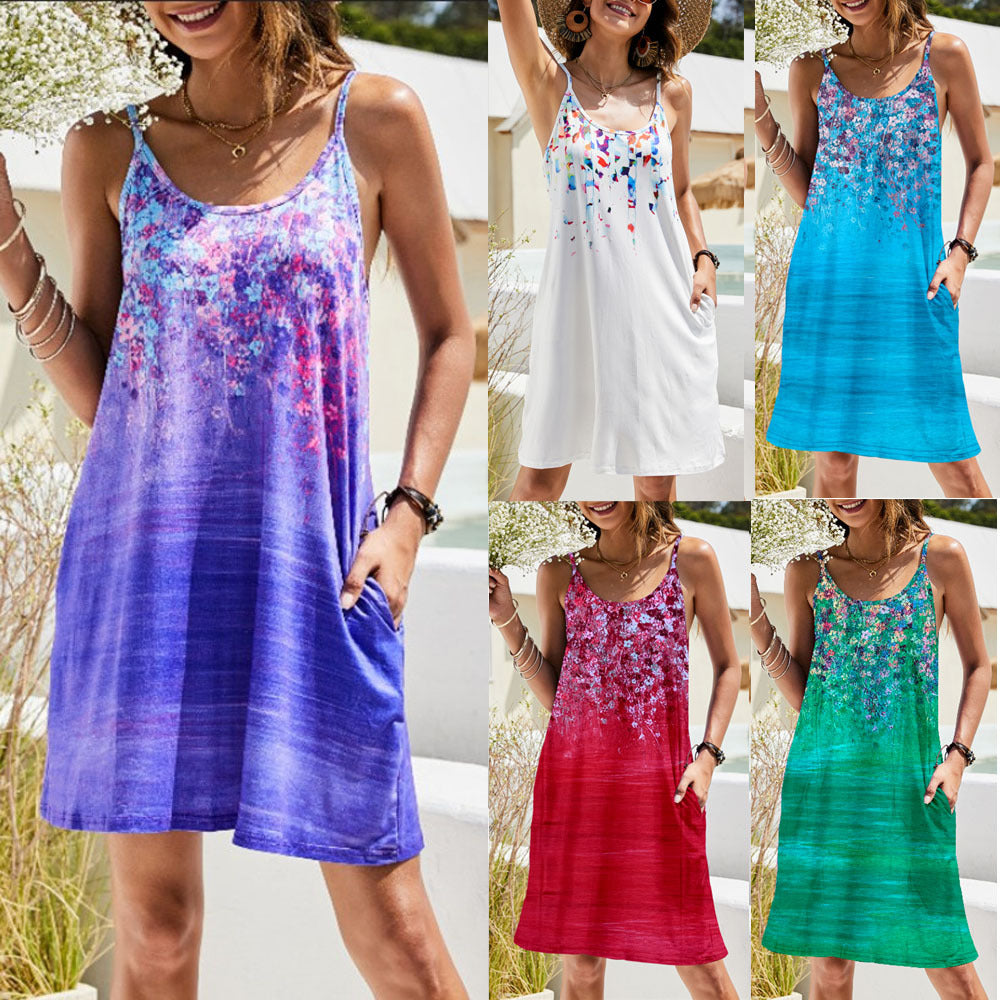 Damen leichtes Sommerkleid mit floralem Print und komfortablem Schnitt Drune