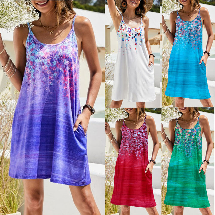 Damen leichtes Sommerkleid mit floralem Print und komfortablem Schnitt Drune