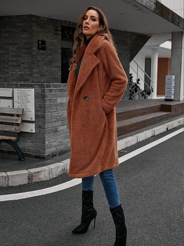 Drune | Windbreaker Jacke Lässige Passform Wolltextur Einreiher mittellang