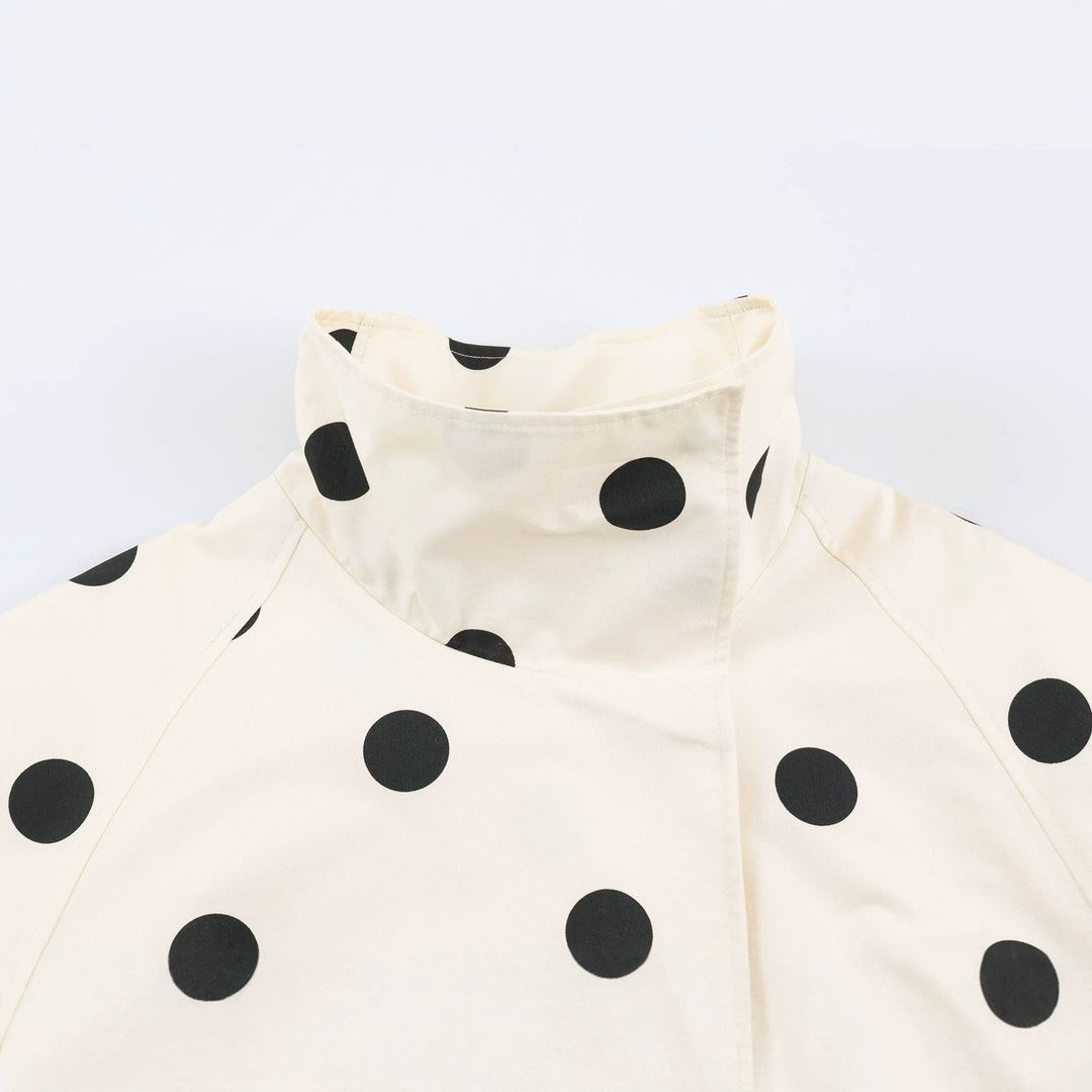 Damen Oversize-Punkte-Bomberjacke mit hohem Stehkragen und elastischem Saum Drune