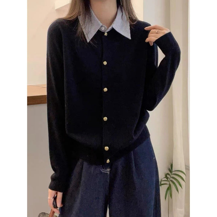 Damen luxuriöser Cardigan mit goldenen Knopfdetails Drune