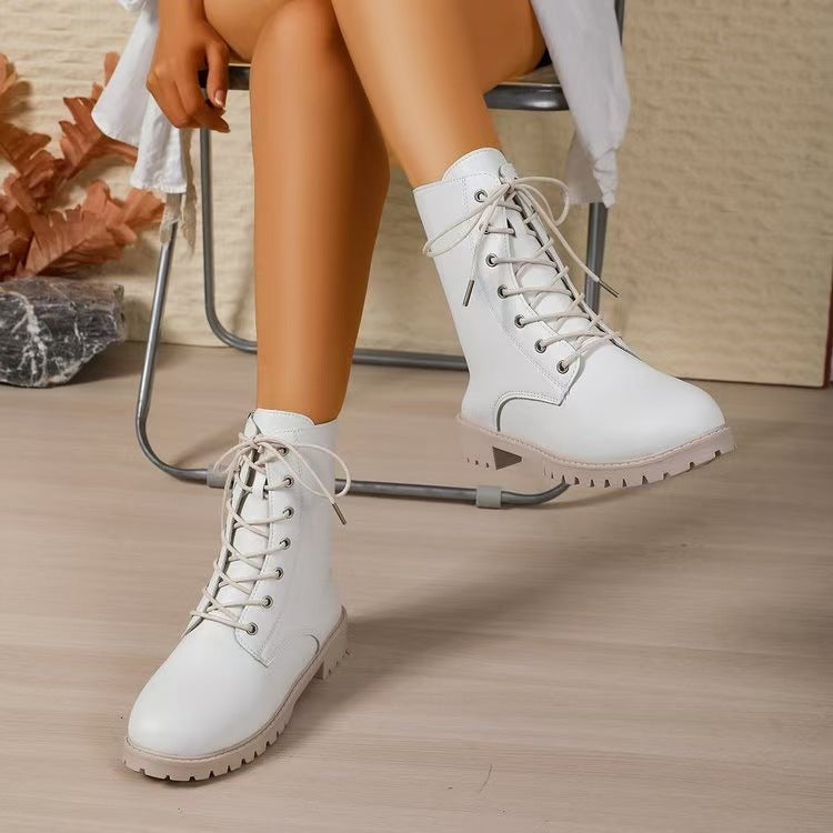 Damen nan Schnürstiefel mit seitlichem Reißverschluss und profilierter Gummilaufsohle Drune