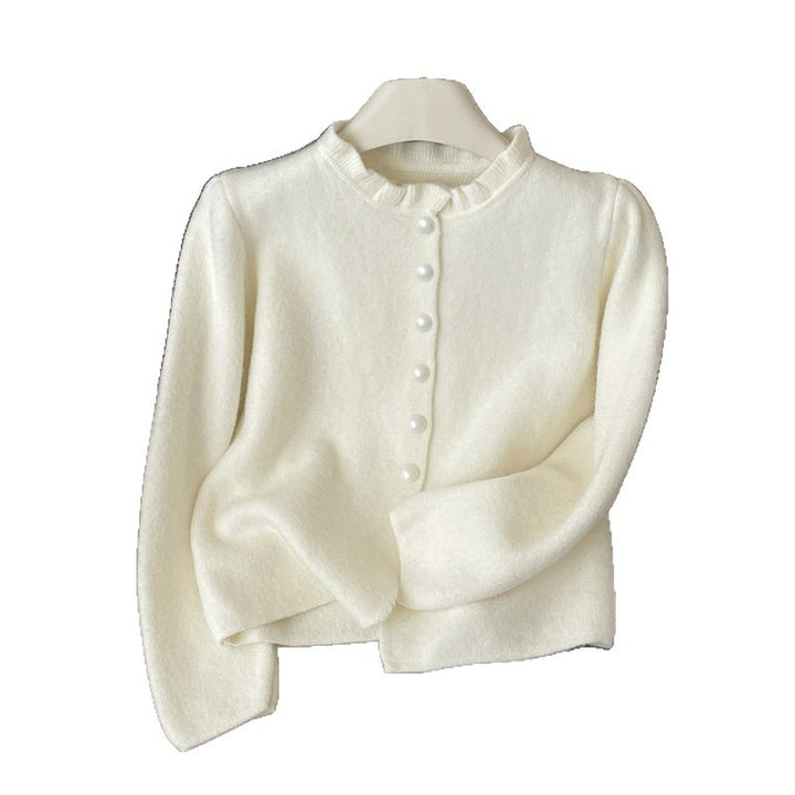 Damen Elegante Strickjacke mit Rüschendetail Drune