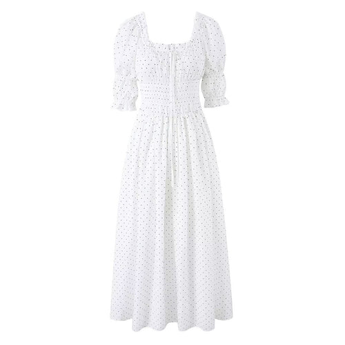Damen Midikleid mit Smok-Taillenpartie, gerafften Puffärmeln und Quadrat‑Ausschnitt Drune