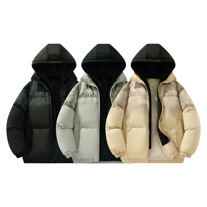 Herren Gefütterte Oversize-Steppjacke mit abnehmbarem Kapuzen‑Einsatz und Farbverlauf Drune