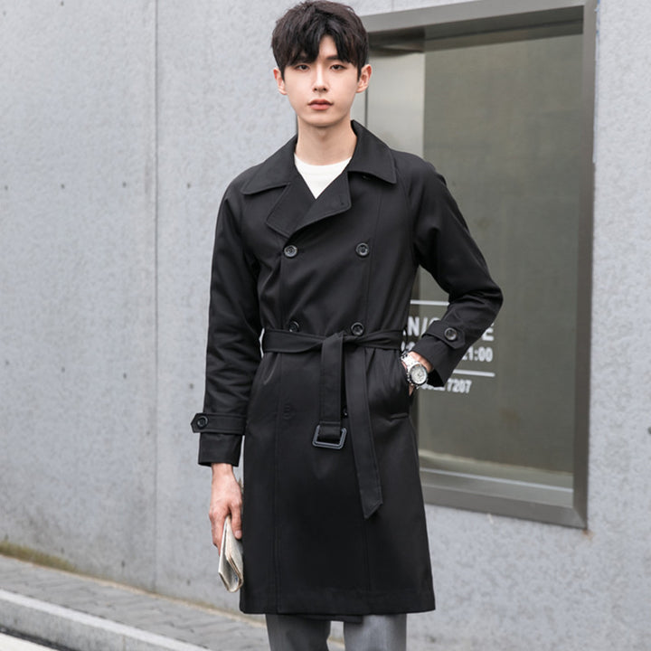 Herren Trenchcoat mit Doppelreiher und tailliertem Schnitt Drune