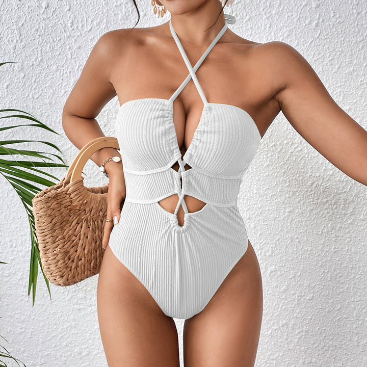 Damen Hochgeschnittener Badeanzug mit Cut-Outs und trendy Riemen Drune