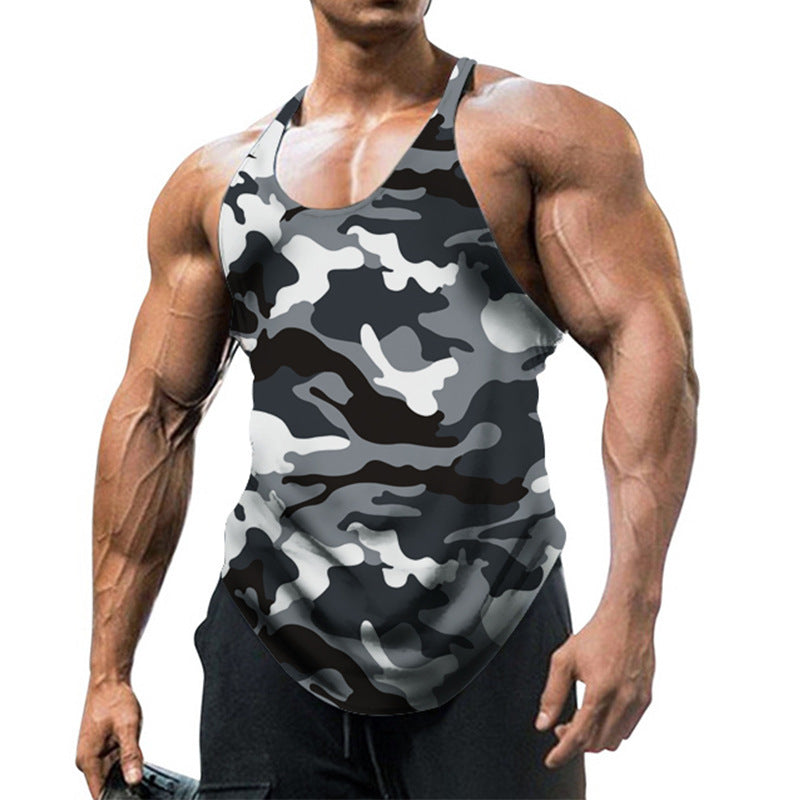 Herren ärmelloses Fitnessshirt im modernen Camouflage-Design Drune