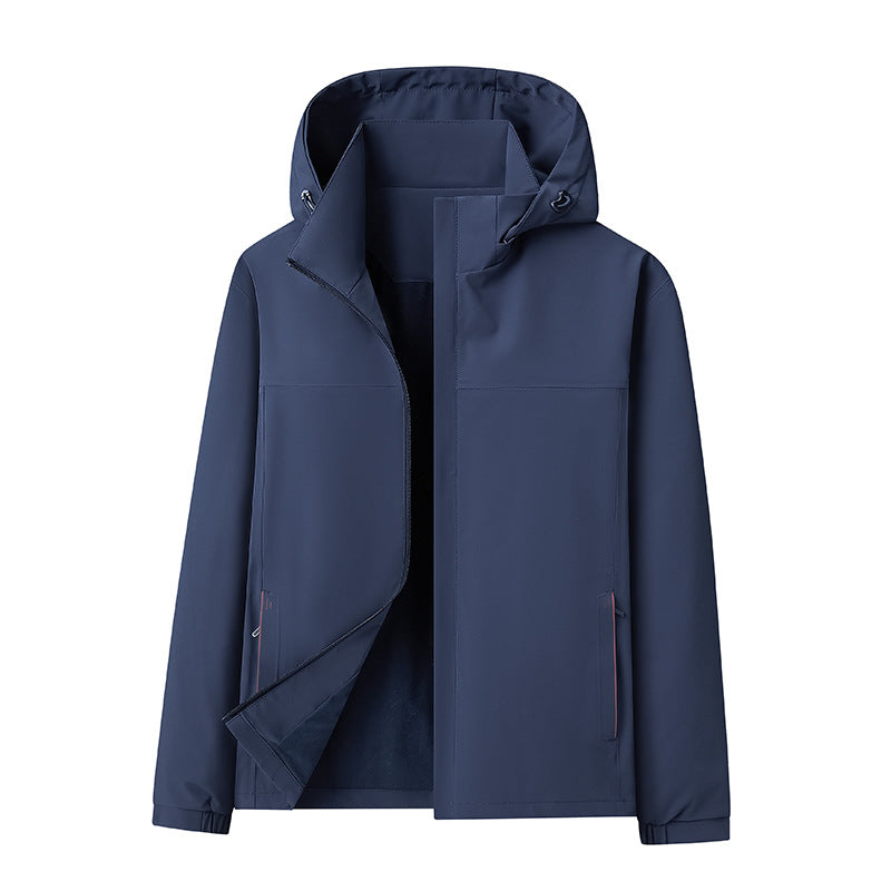 Herren Wasserabweisende Softshell-Jacke mit Kapuze nahtminimaler Optik & Brusttasche Drune