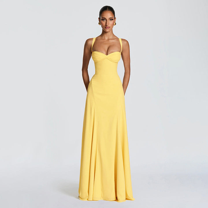 Damen Elegantes Abendkleid mit tailliertem Schnitt und verstellbaren Trägern Drune