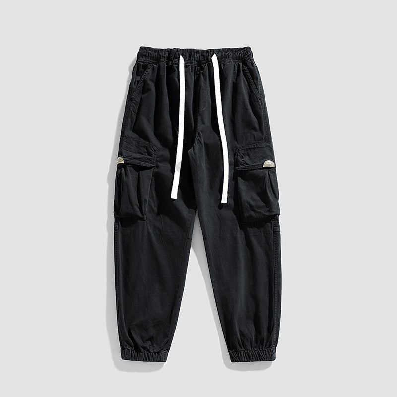 Herren Cargo-Jogger im Military-Style aus Baumwoll-Twill mit Tunnelzugbund und Mehrfachklappentaschen Drune