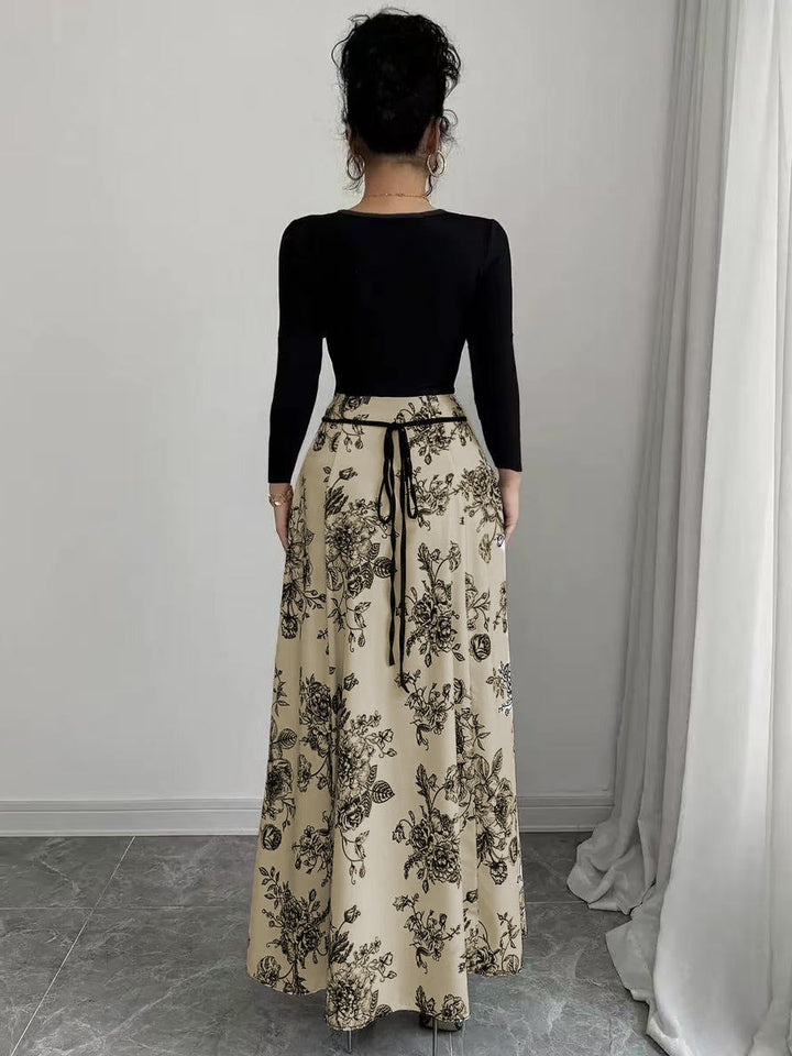 Damen Elegantes Maxikleid mit floralem Print und tailliertem Schnitt Drune