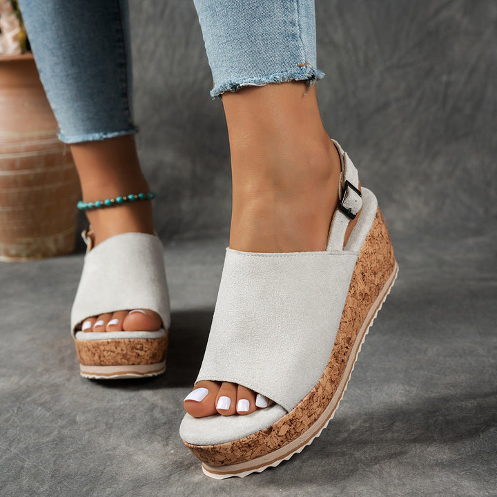 Damen Keilabsatz-Sandalen mit verstellbarem Riemen und komfortablem Fußbett Drune