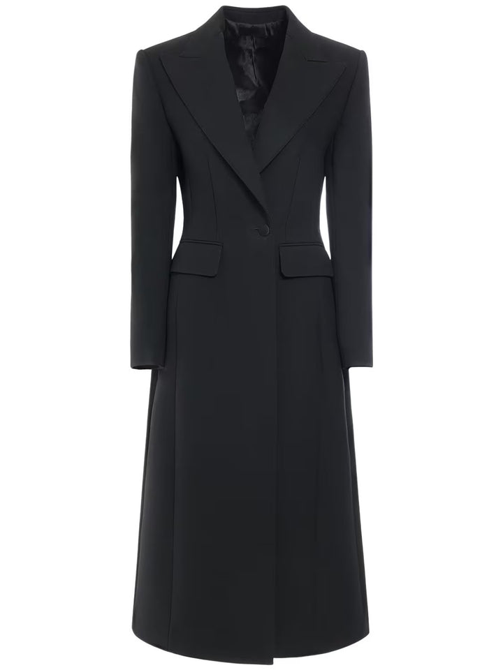 Damen Longline Einreihiger Mantel mit dezenter Taillierung und Spitzrevers Drune