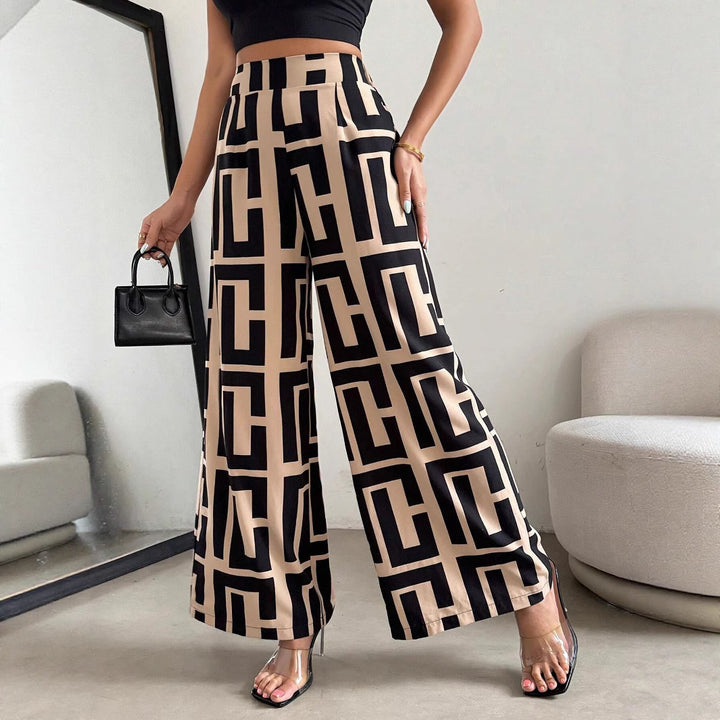 Damen Modische Palazzo-Hose mit grafischem Muster Drune