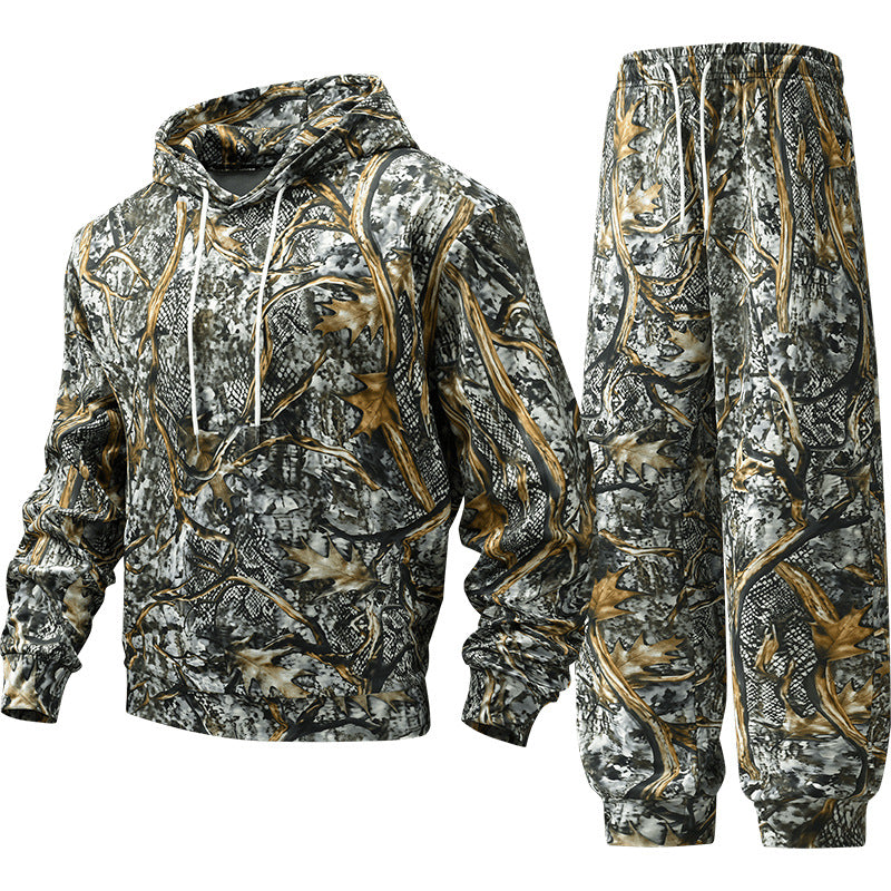Herren Camouflage-Lounge-Set aus weichem Baumwollmix mit Kapuzenpullover & konischer Jogginghose Drune