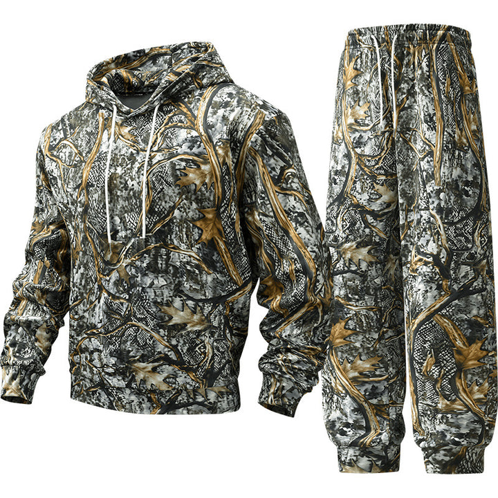 Herren Camouflage-Lounge-Set aus weichem Baumwollmix mit Kapuzenpullover & konischer Jogginghose Drune