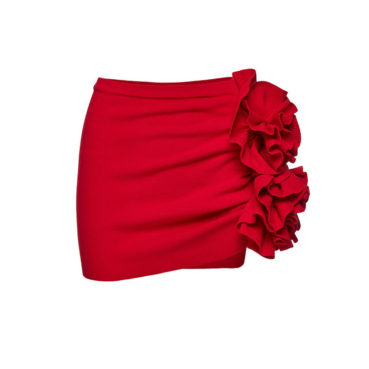 Damen Eleganter Rüschentop mit Blumenmotiven Drune