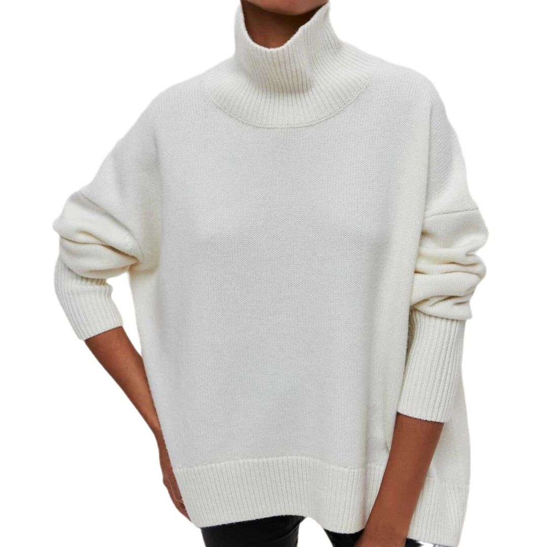 Damen Kuscheliger Oversize Rollkragenpullover mit verdeckten Seitenschlitzen und extra langem Rippbund Drune