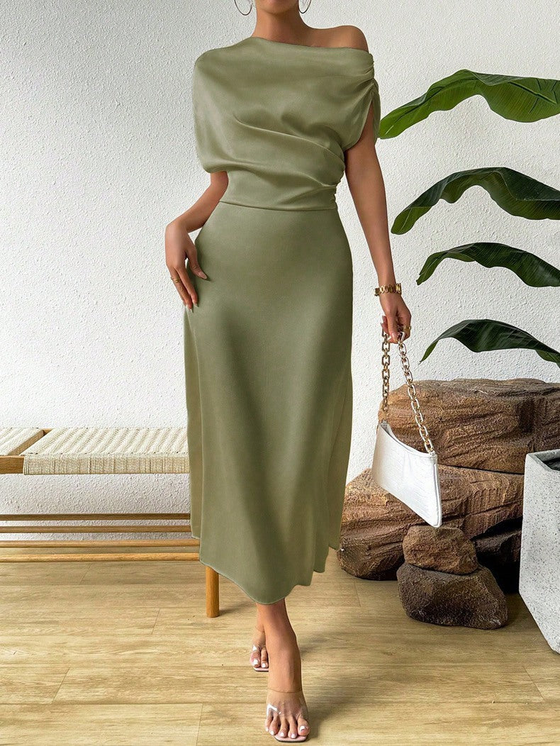 Damen Elegantes und fließendes Abendkleid mit asymmetrischem Schnitt Drune