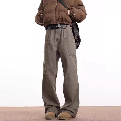 Damen Weitgeschnittene High-Waist Cargo-Hose Drune