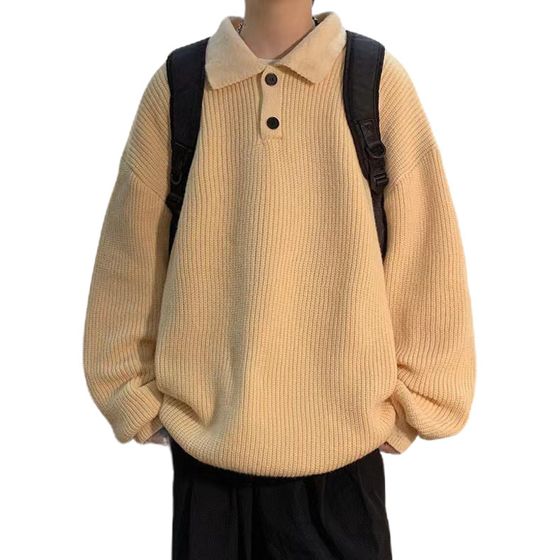 Damen Bequemer Grobstrickpullover mit Kragen Drune