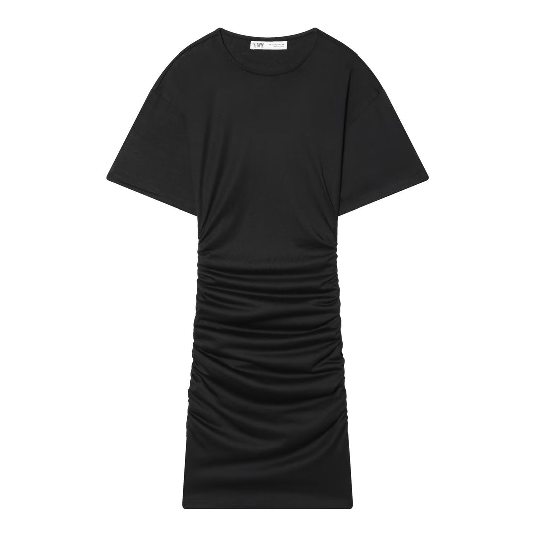 Damen Midikleid mit eleganter Raffung und weitem Kurzarm Drune