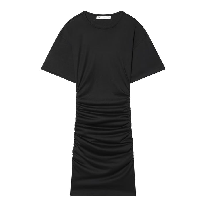 Damen Midikleid mit eleganter Raffung und weitem Kurzarm Drune