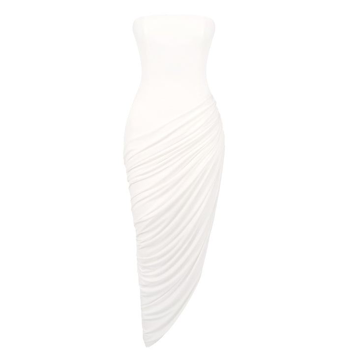 Frauen elegantes bodenlanges Kleid mit raffiniertem Drapierungseffekt Drune