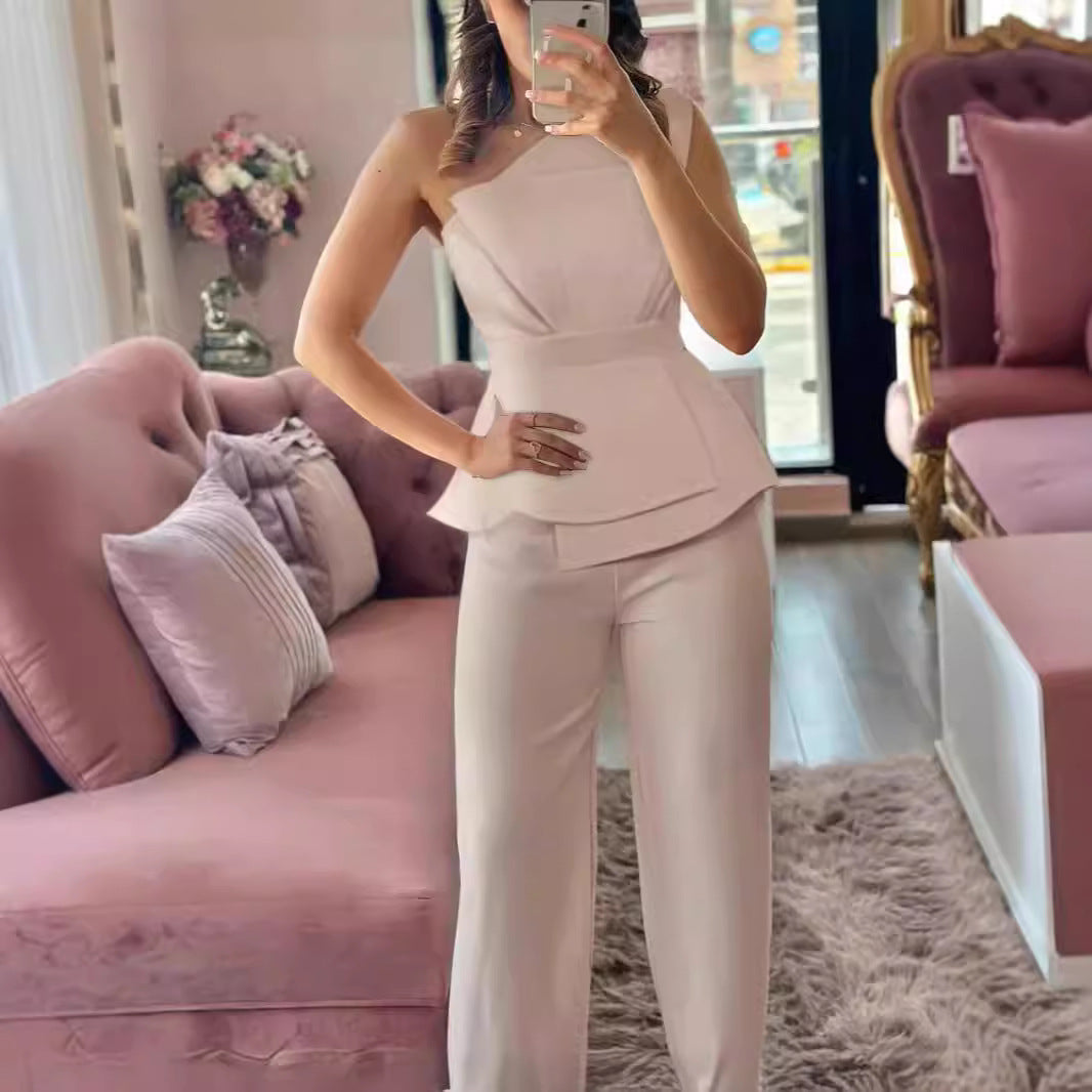 Damen Modischer Jumpsuit mit schickem Tailleneffekt und gerafftem Oberteil Drune