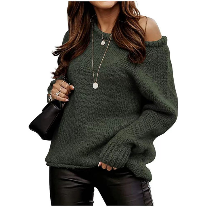 Damen moderner Strickpullover mit schulterfreiem Design und oversized Passform Drune