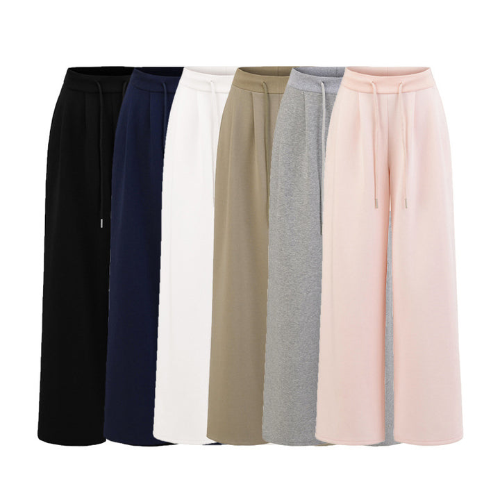 Damen Weite Jogginghose mit elastischem Bund und dekorativem Zugband Drune