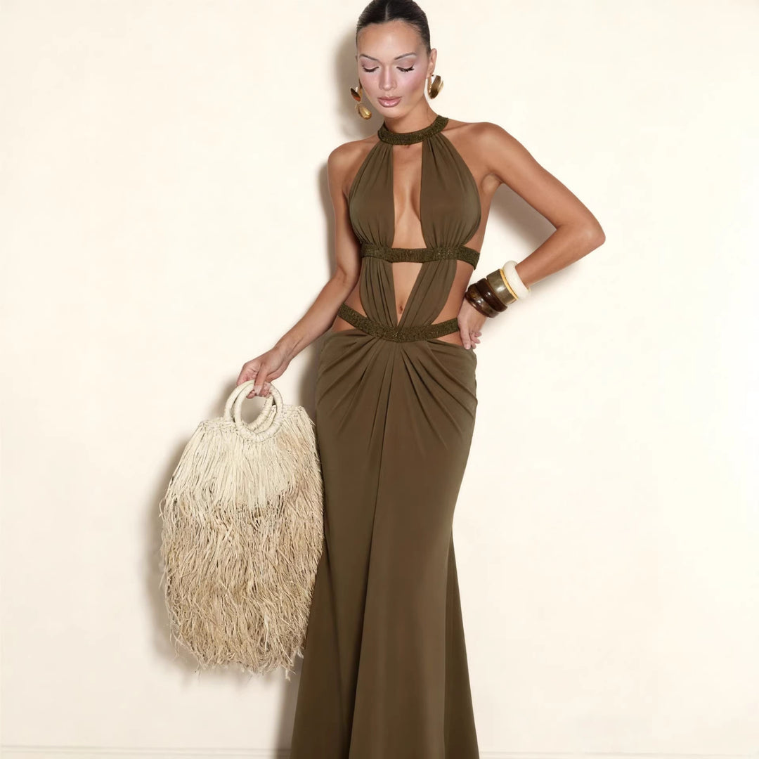 Damen Elegantes Abendkleid mit aufregendem Cut-Out-Design und funkelnden Akzenten Drune