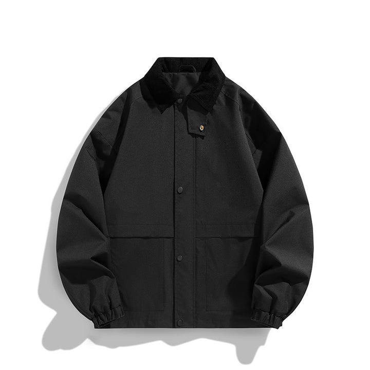 Herren Oversize-Utility-Jacke mit Cordkragen und Druckknopffront Drune